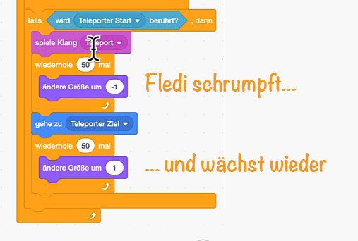 TEleporter-Logik mit Animation
