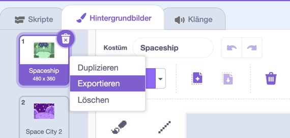 Hintergrund exportieren